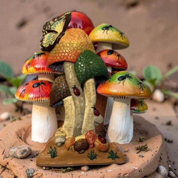 This vintage 1970s wall art chalkware or plaster mushrooms Wall decor Vintage - Picture 7 of 14